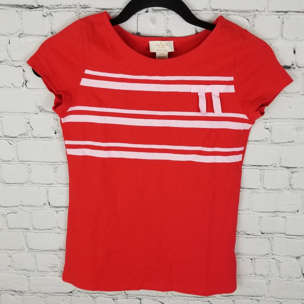 KATE SPADE | ribbon&bow detail short sleeve shirt